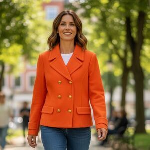 Banana Republic Orange Double Breasted Pea Coat